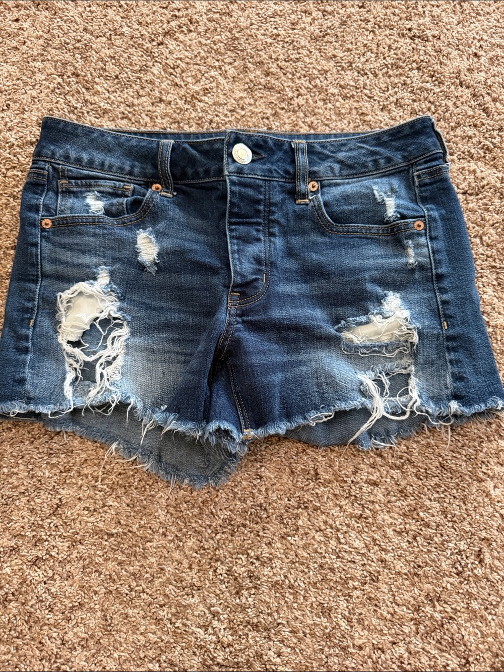 American Eagle Tomgirl Distressed Denim Women's Shorts - Blue